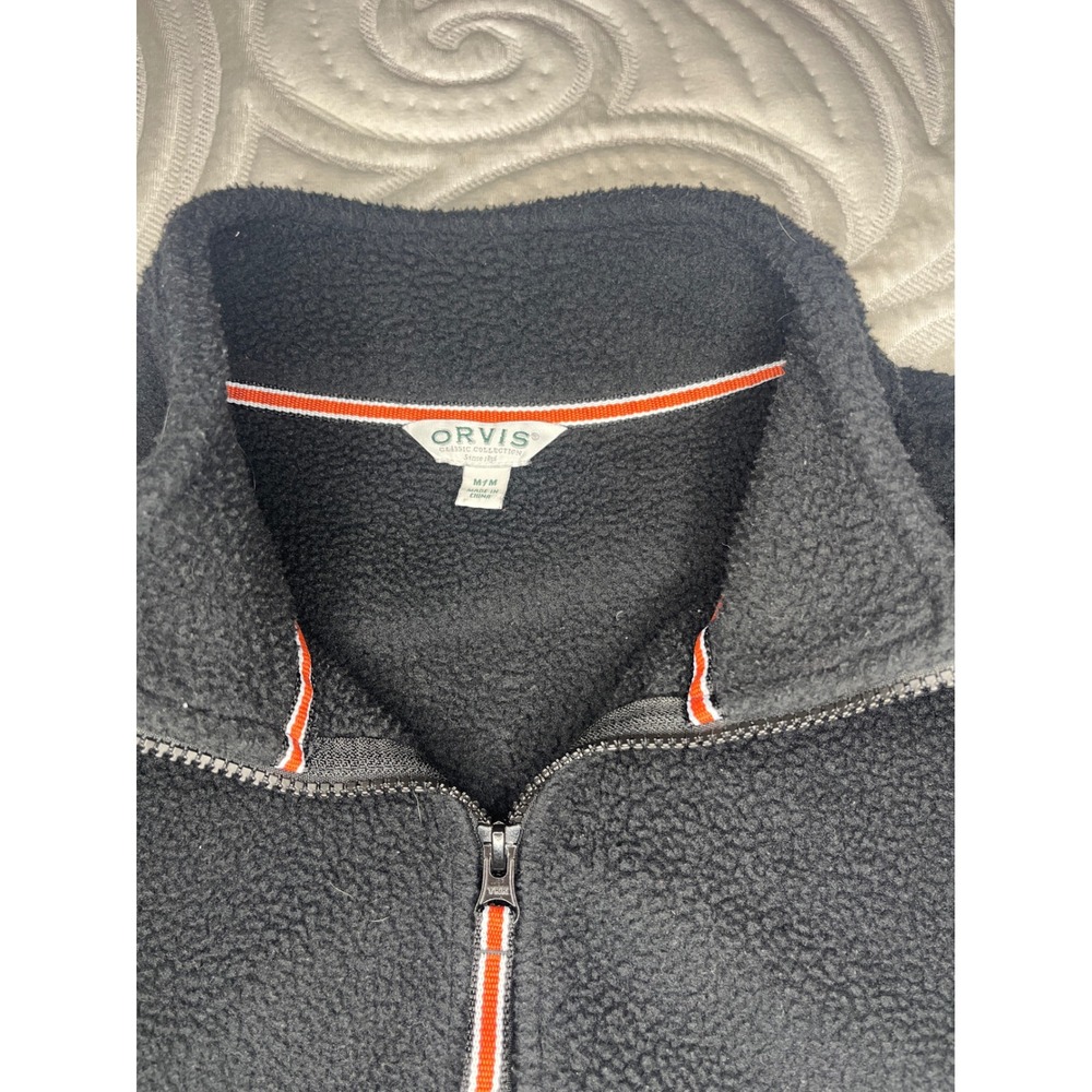Orvis Mens Classic Collection Full Zip Sherpa Fleece Jacket Black Medium Logo - Picture 6 of 11